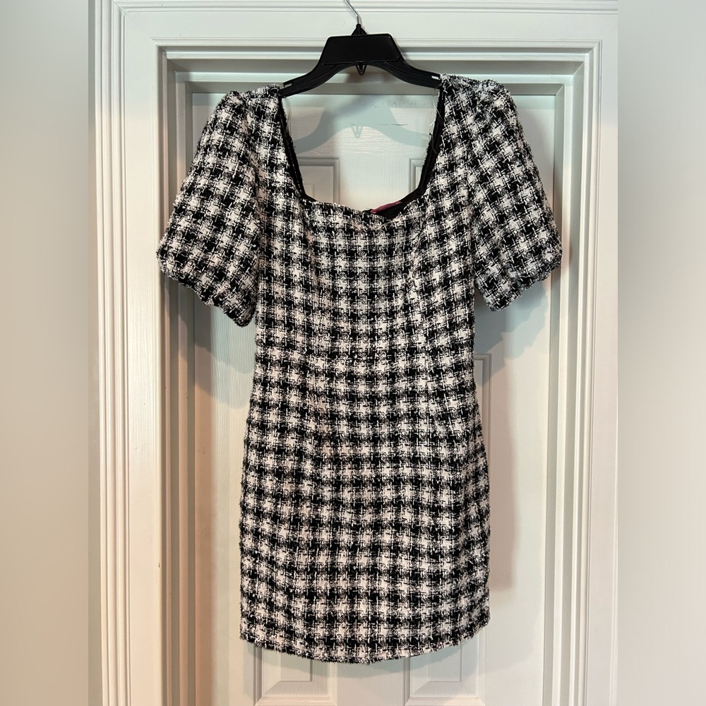Pink Lily Black and White Checkered Dress